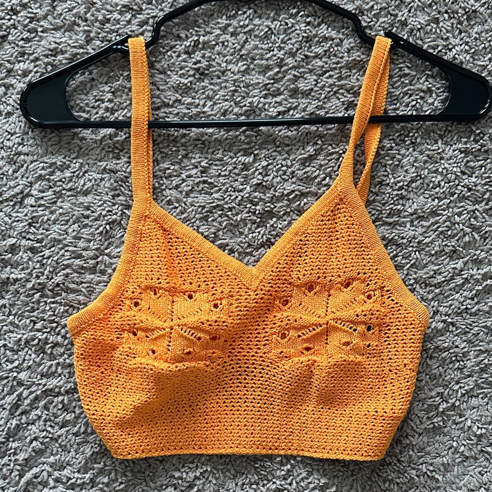 H&M Orange Crochet Crop Top
